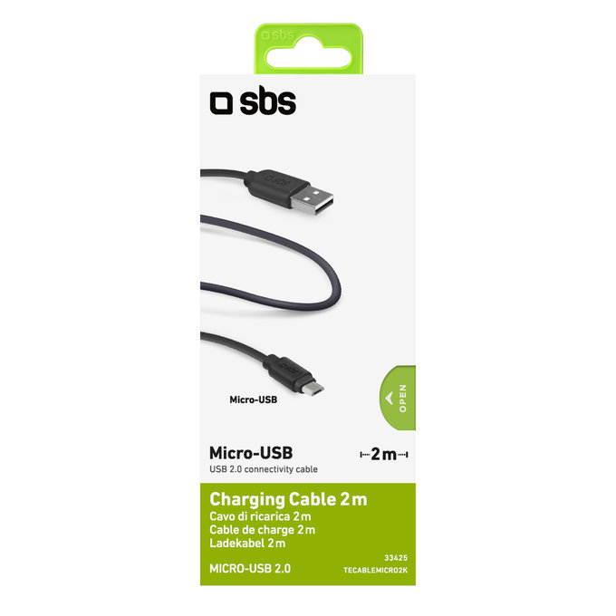 SBS - Micro-USB / USB Kabel (2m), černá