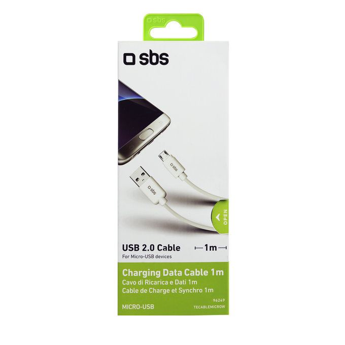 SBS - Micro-USB / USB Kabel (1m), bílá