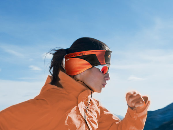 SBS - Sportovní čelenka se sluchátky, oranžová