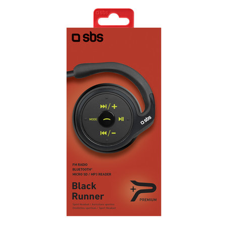 SBS - Sportovní bluetooth sluchátka Black Runner, černá