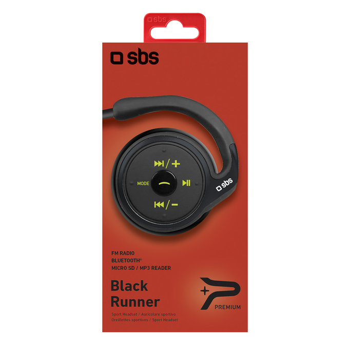 SBS - Sportovní bluetooth sluchátka Black Runner, černá