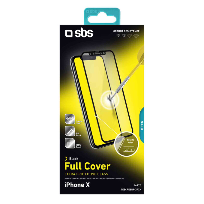 SBS - Tvrzené Sklo Full Cover pro iPhone X, XS a 11 Pro, černá