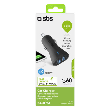 SBS - Autonabíječka 2x USB, 2.4A, černá