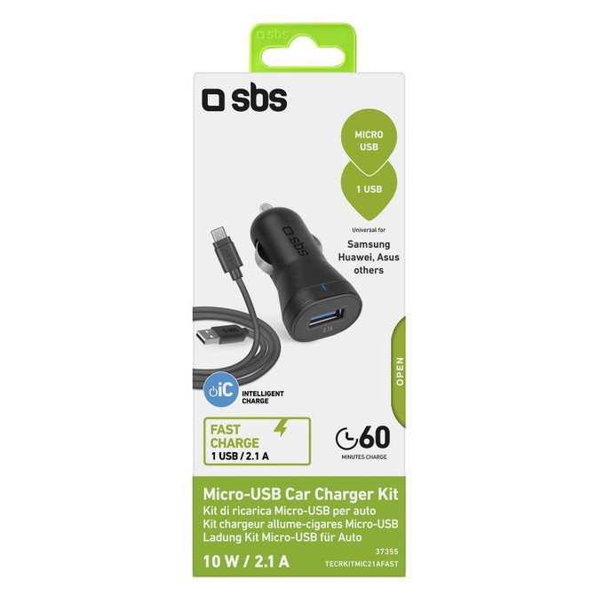 SBS - Autonabíječka USB + Kabel USB / Micro-USB, černá