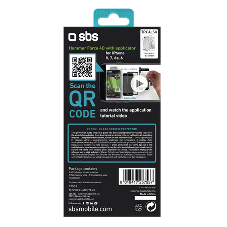 SBS - Tvrzené Sklo 4D Full Glass pro iPhone 6, 6s, 7, 8, SE 2020 a SE 2022, černá