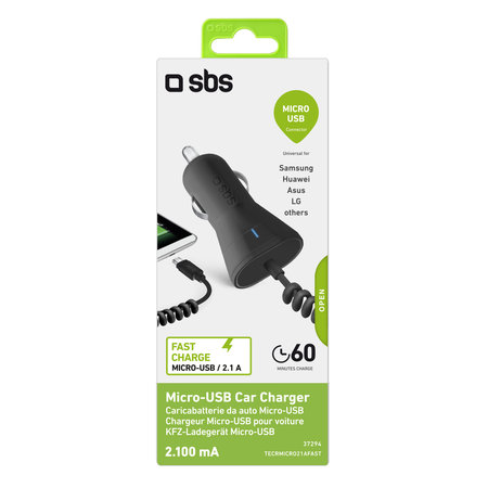 SBS - Autonabíječka Micro-USB, 2.1A, černá