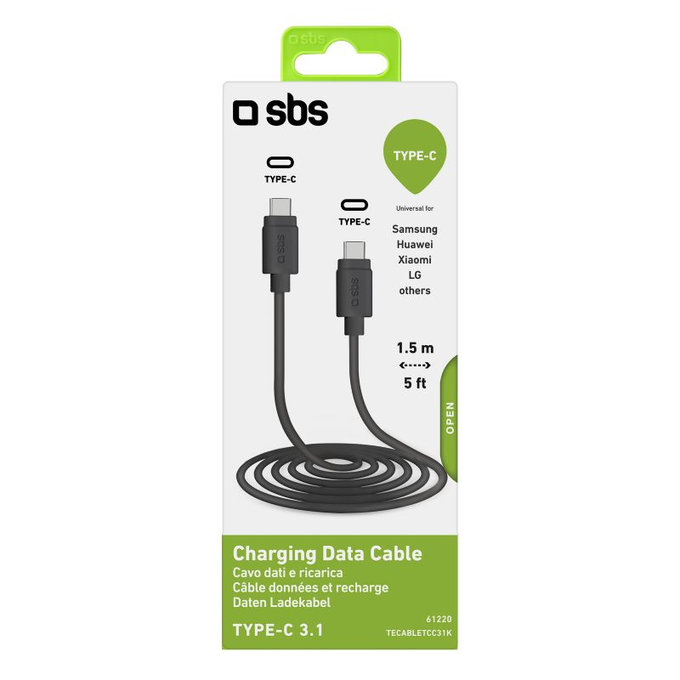 SBS - USB-C / USB-C Kabel (1.5m), černá