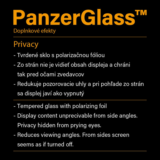 PanzerGlass - Tvrzené sklo Privacy, Case Friendly, CamSlider pro iPhone 8/7 / 6S / 6 Plus, černá