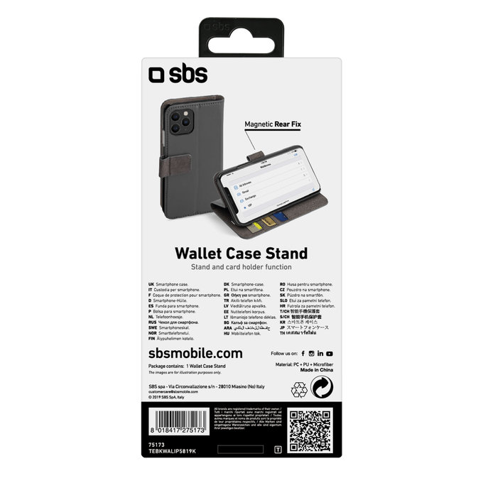 SBS - Pouzdro Wallet Stand pro iPhone 11 Pro, černá