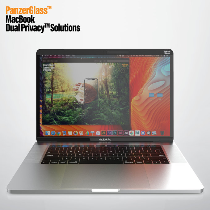 PanzerGlass - Tvrzené sklo Dual Privacy 15 '' pro MacBook Pro, černá