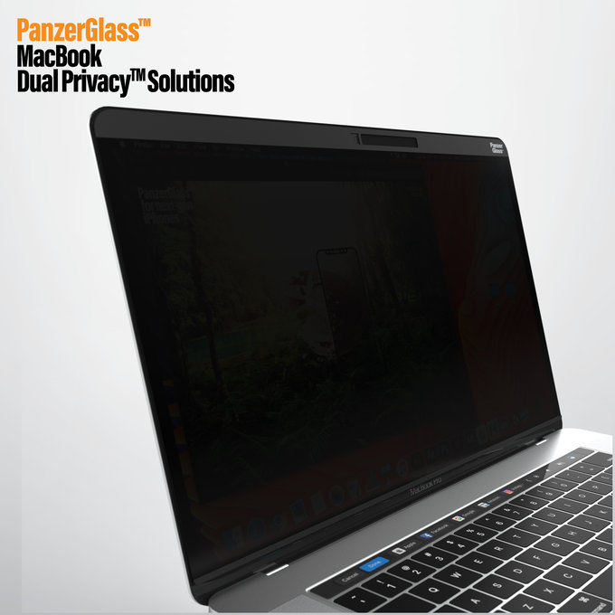 PanzerGlass - Tvrzené sklo Dual Privacy 15 '' pro MacBook Pro, černá