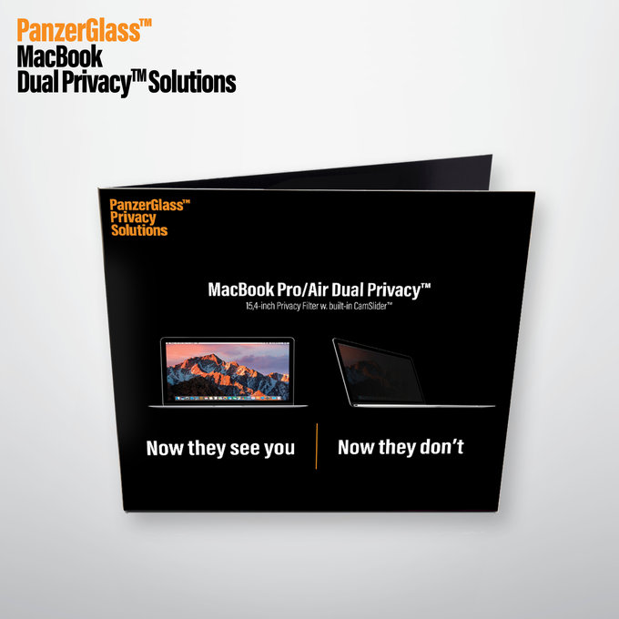 PanzerGlass - Tvrzené sklo Dual Privacy 15 '' pro MacBook Pro, černá