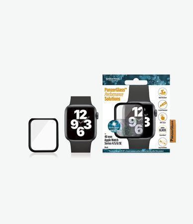 PanzerGlass - Tvrzené Sklo Full Silicone pro Apple Watch Series 4, 5, 6, SE (1st gen) a SE (2nd gen) 40mm, černá