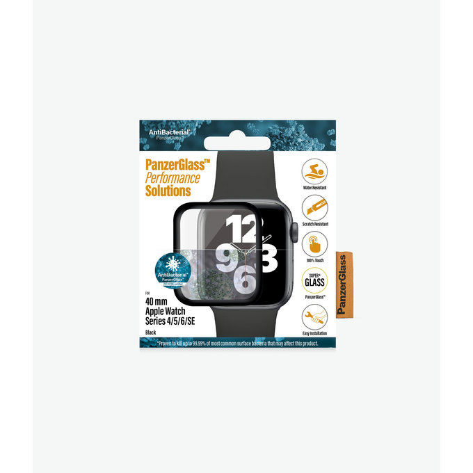 PanzerGlass - Tvrzené Sklo Full Silicone pro Apple Watch Series 4, 5, 6, SE (1st gen) a SE (2nd gen) 40mm, černá