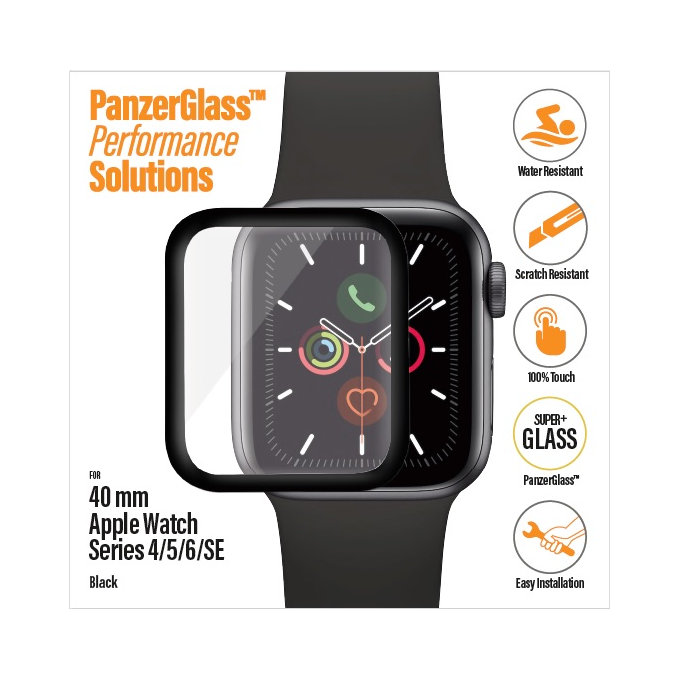 PanzerGlass - Tvrzené Sklo Full Silicone pro Apple Watch Series 4, 5, 6, SE (1st gen) a SE (2nd gen) 40mm, černá