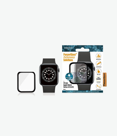 PanzerGlass - Tvrzené Sklo Full Silicone pro Apple Watch Series 4, 5, 6, SE (1st gen) a SE (2nd gen) 44mm, černá