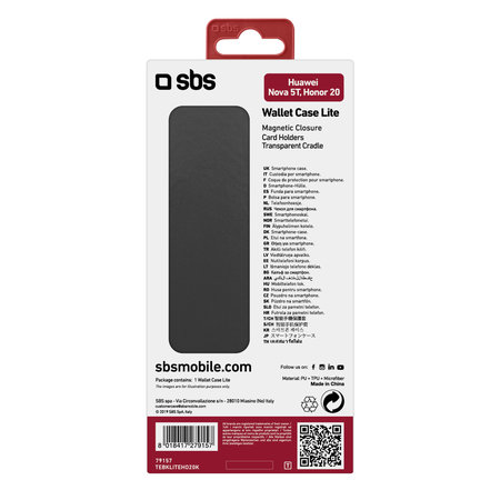 SBS - Pouzdro Book Wallet Lite pro Honor 20, Huawei Nova 5T, černá