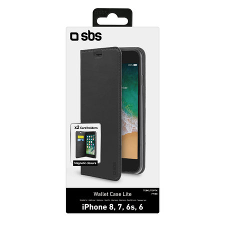 SBS - Pouzdro Book Wallet Lite pro iPhone 6, 6s, 7, 8, SE 2020 a SE 2022, černá
