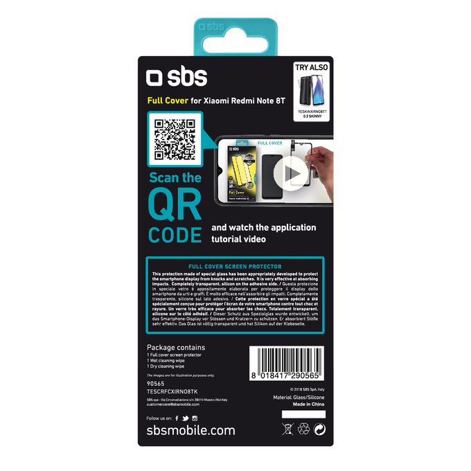 SBS - Tvrzené sklo Full Cover pro Xiaomi Redmi Note 8T, černá