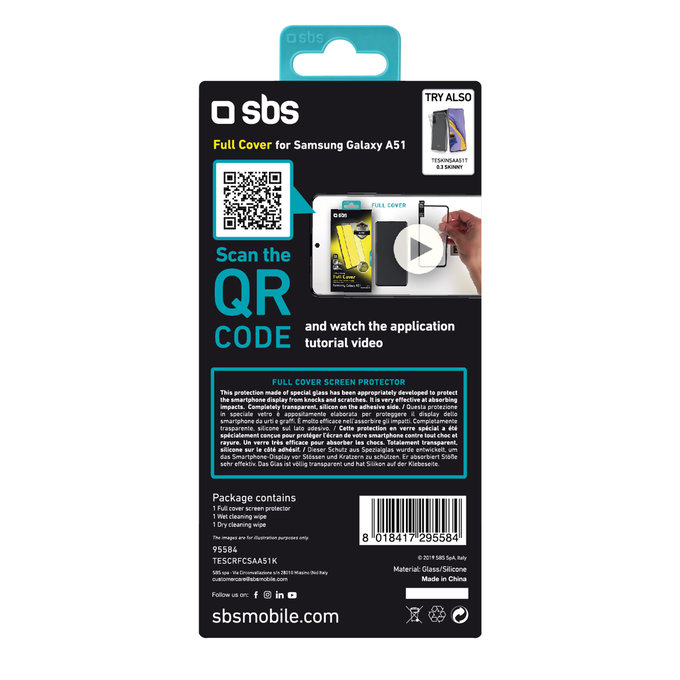 SBS - Tvrzené Sklo Full Cover pro Samsung Galaxy A51, A52 a A52 5G, černá