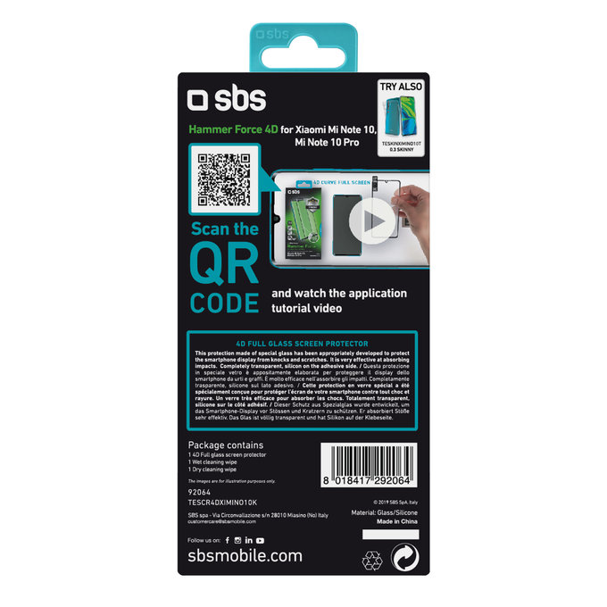 SBS - Tvrzené Sklo 4D Full Glass pro Xiaomi Mi Note 10, Mi Note 10 Pro, černá