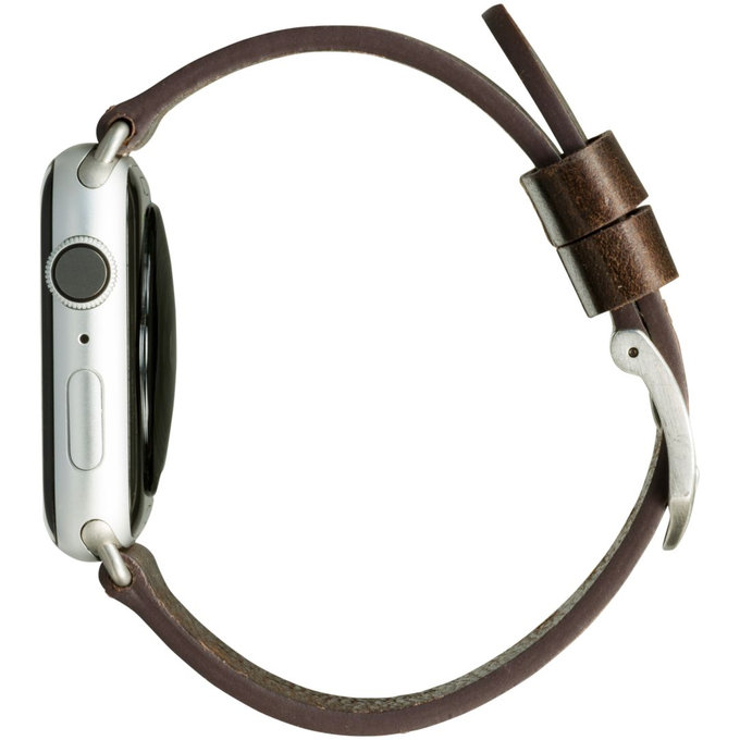 MODE - Kožený náramek Bornholm pro Apple Watch 44 mm, dark brown / silver