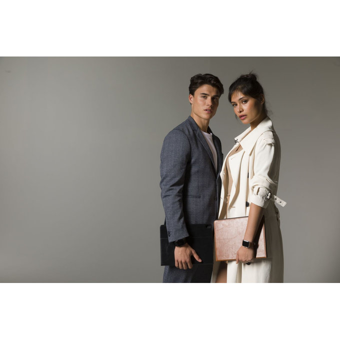 MODE - Kožený náramek Bornholm pro Apple Watch 44 mm, dark brown / silver