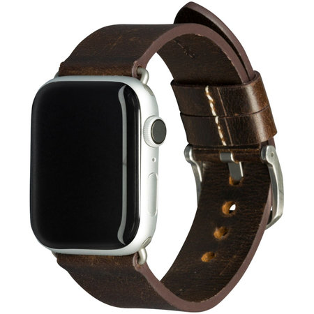 MODE - Kožený náramek Bornholm pro Apple Watch 44 mm, dark brown / silver
