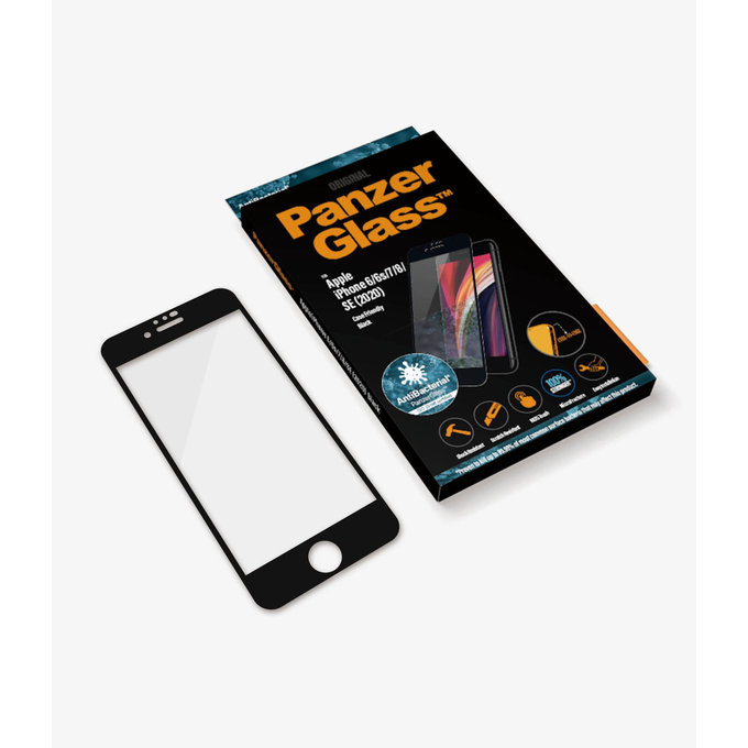 PanzerGlass - Tvrzené Sklo Case Friendly AB pro iPhone 6, 6s, 7, 8, SE 2020 a SE 2022, černá