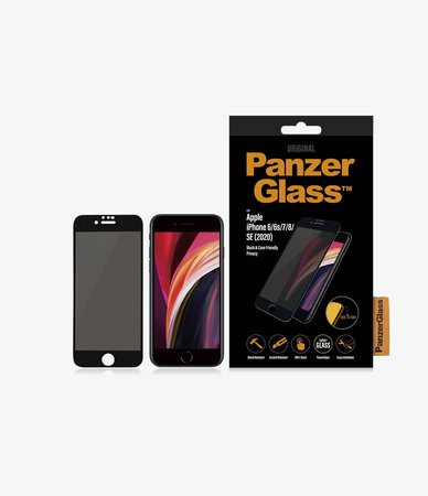 PanzerGlass - Tvrzené Sklo Privacy Case Friendly pro iPhone 6, 6s, 7, 8, SE 2020 a SE 2022, černá