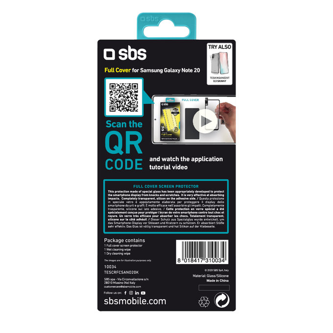 SBS - Tvrzené Sklo Full Cover pro Galaxy Note 20, černá