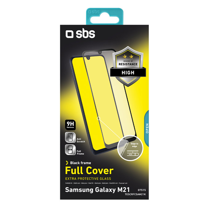 SBS - Tvrzené sklo Full Cover pro Samsung Galaxy M21, černá