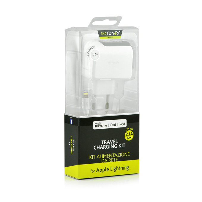 Fonex - Nabíjecí Adaptér USB + Kabel USB / Lightning, 10W, bílá