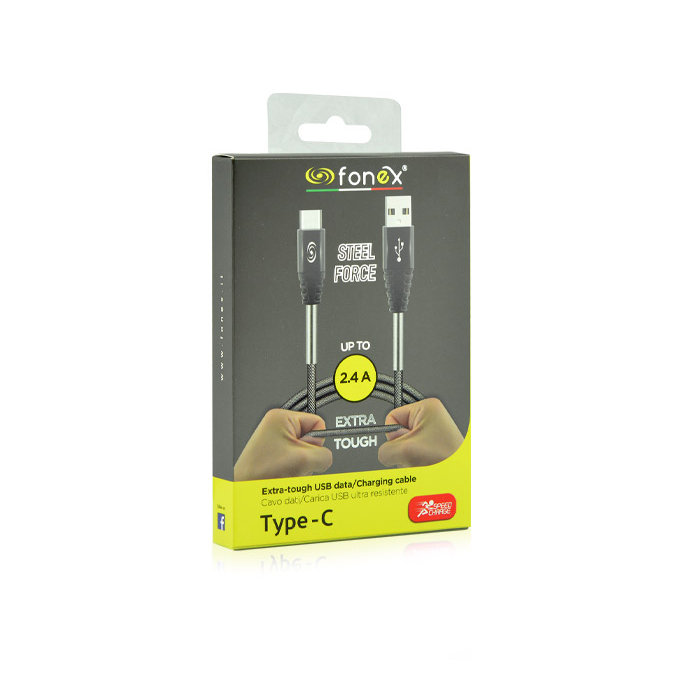Fonex - Kabel - USB / USB-C (1m), šedá