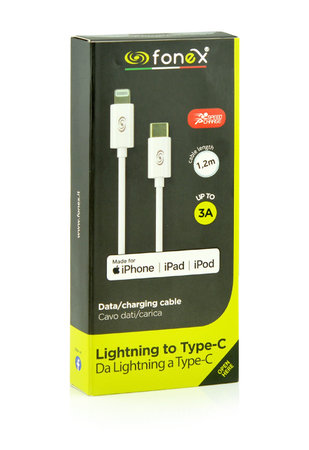 Fonex - Lightning / USB MFI Kabel (2m), bílá