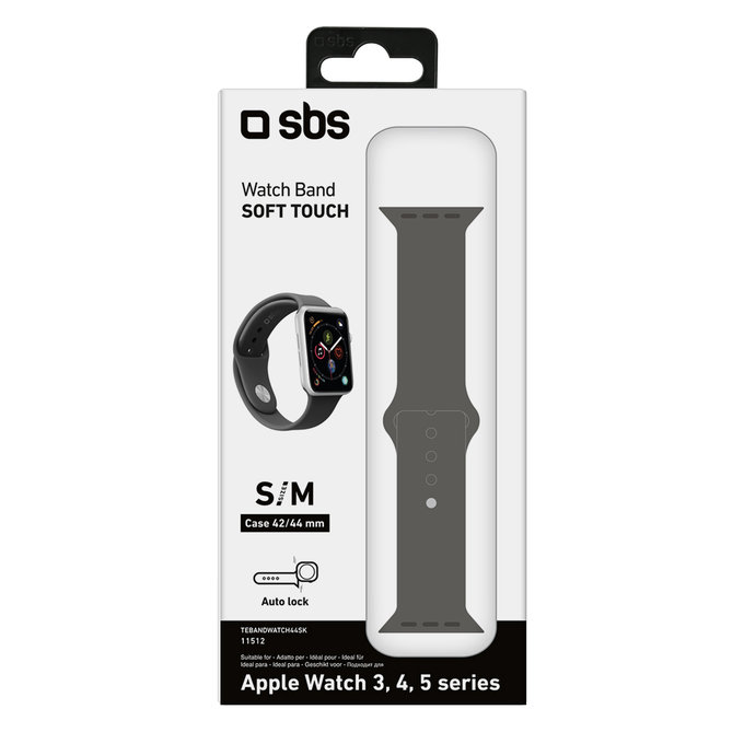 SBS - Náramek pro Apple Watch 44 mm, velikost S / M, černá