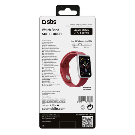 SBS - Náramek pro Apple Watch 40 mm, velikost M / L, červená