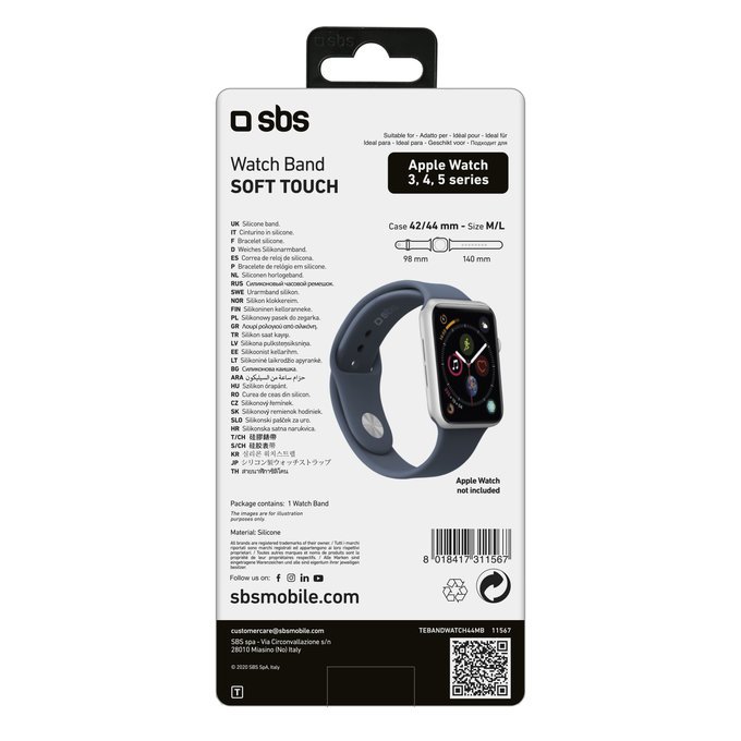 SBS - Náramek pro Apple Watch 44 mm, velikost M / L, modrá
