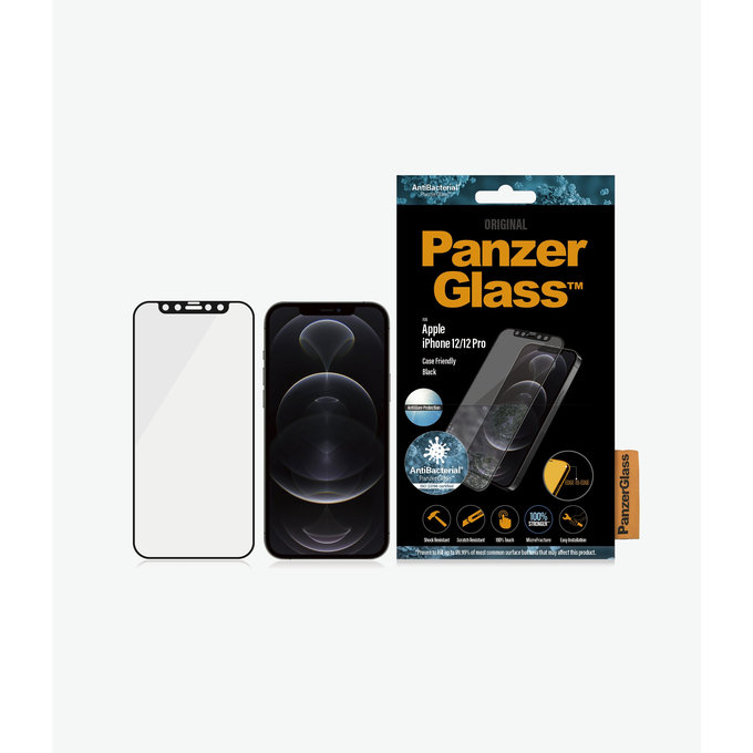 PanzerGlass - Tvrzené Sklo Case Friendly AntiGlare pro iPhone 12 a 12 Pro, černá