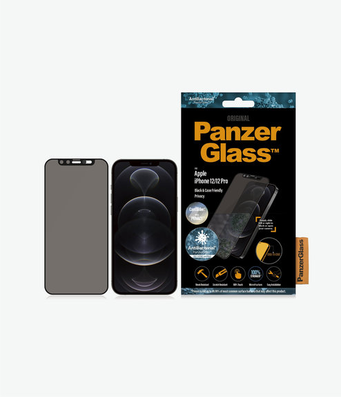 PanzerGlass - Tvrzené Sklo Privacy Case Friendly CamSlider AB pro iPhone 12 a 12 Pro, černá