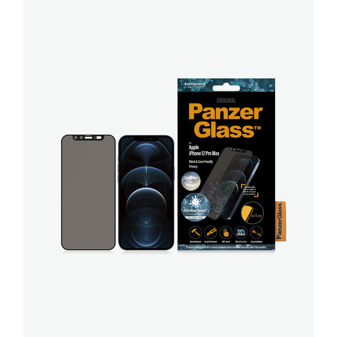PanzerGlass - Tvrzené Sklo Privacy Case Friendly CamSlider AB pro iPhone 12 Pro Max, černá