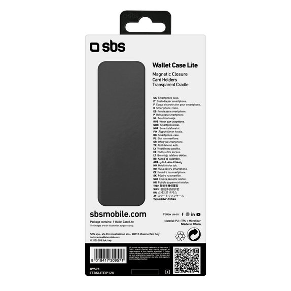 SBS - Pouzdro Book Wallet Lite pro iPhone 12 mini, černá