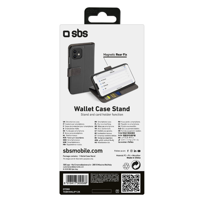 SBS - Pouzdro Book Wallet pro iPhone 12 mini, černá