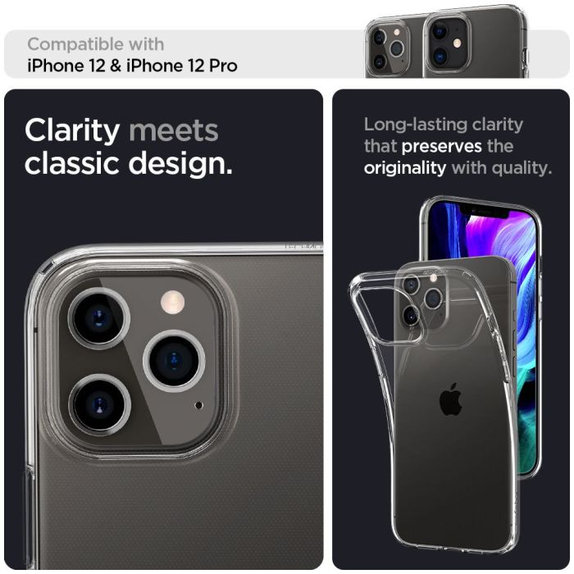 Spigen - Pouzdro Liquid Crystal pro iPhone 12 a 12 Pro, Crystal Clear