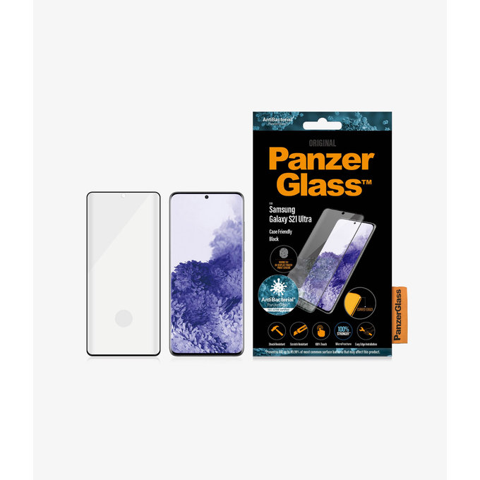 PanzerGlass - Tvrzené Sklo Case Friendly AB pro Samsung Galaxy S21 Ultra, Fingerprint komp., černá