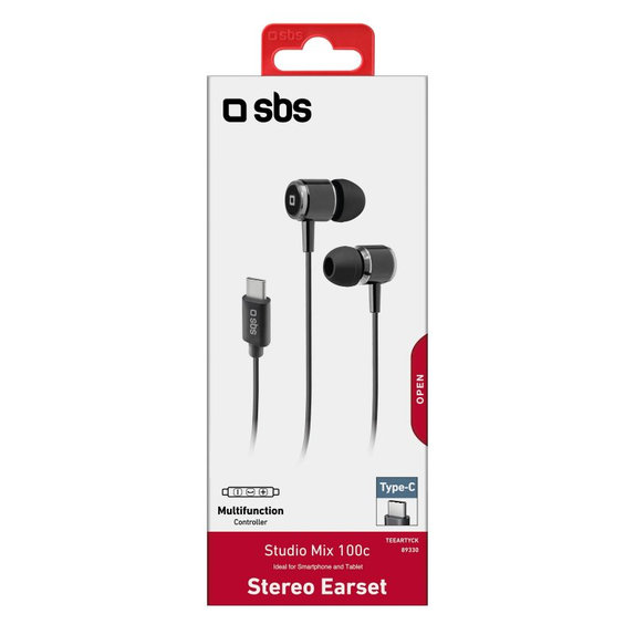 SBS - Sluchátka Studio Mix 100C s mikrofonem, USB-C, černá
