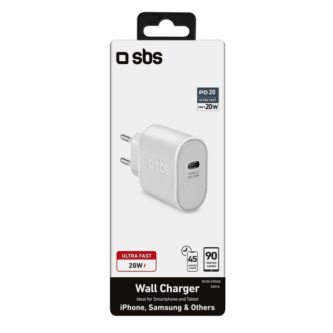 SBS - 20W Nabíjecí Adaptér USB-C, bílá