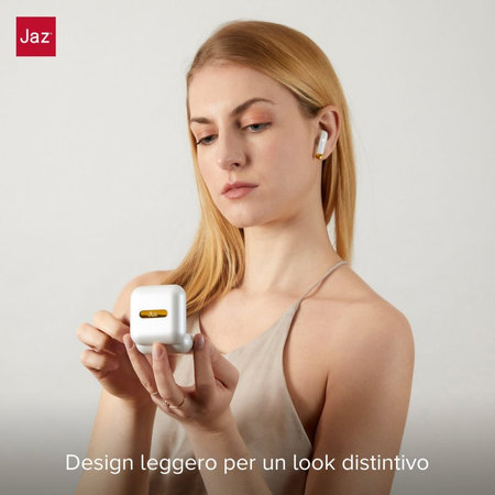 SBS - Bezdrátová sluchátka TWS Hoox s nabíjecím pouzdrem 300 mAh, bílá perla