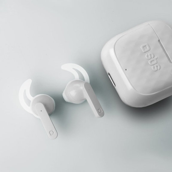 SBS - Bezdrátová sluchátka TWS Air Free s nabíjecím pouzdrem 250 mAh, bílá