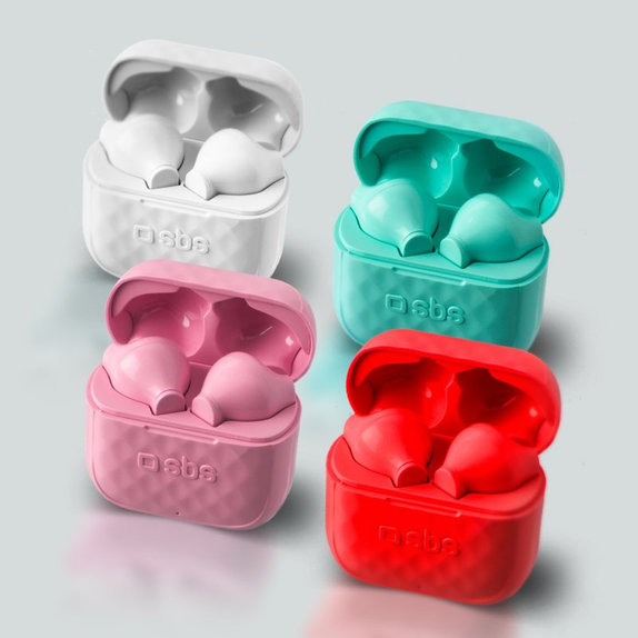 SBS - Bezdrátová sluchátka TWS Air Free s nabíjecím pouzdrem 250 mAh, bílá